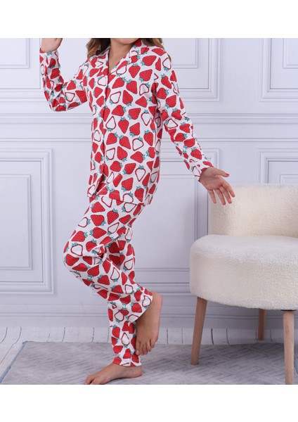 Çilek Desen Kız Çocuk Düğmeli Pijama Takımı fiyatları