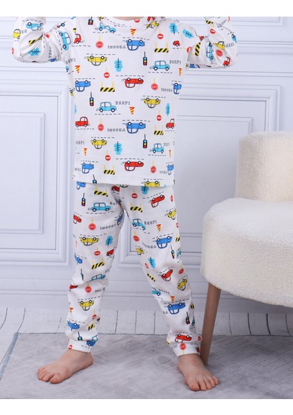 Araba Desen Erkek Çocuk Pijama Takımı