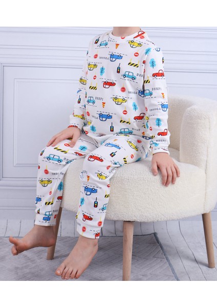 Araba Desen Erkek Çocuk Pijama Takımı