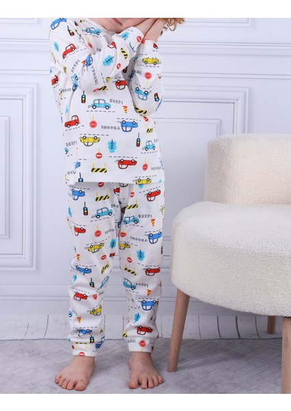 Araba Desen Erkek Çocuk Pijama Takımı