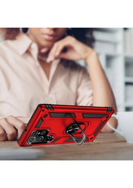 Samsung Galaxy S21 Ultra Kılıf Sofya Yüzüklü Silikon Kapak - KIRMIZI-(5796) - CHT2084-4447 fırsatları
