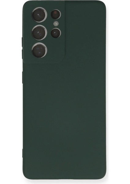 Samsung Galaxy S21 Ultra Kılıf Nano Içi Kadife Silikon - Koyu YEŞIL-(5796) - CHT3432-9549