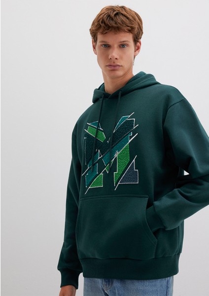 M Logo Baskılı Kapüşonlu Yeşil Sweatshirt 0S10106-81570 fiyatları