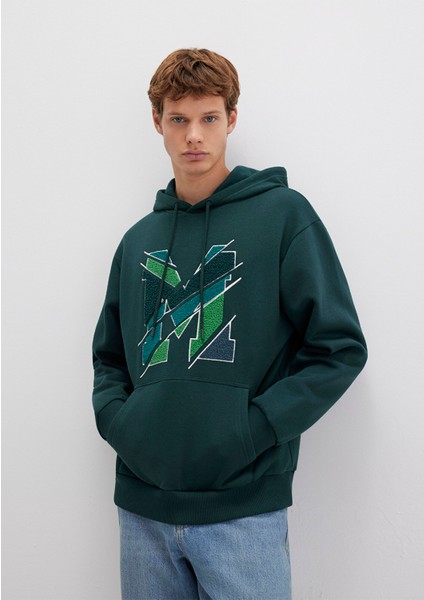 M Logo Baskılı Kapüşonlu Yeşil Sweatshirt 0S10106-81570 modelleri