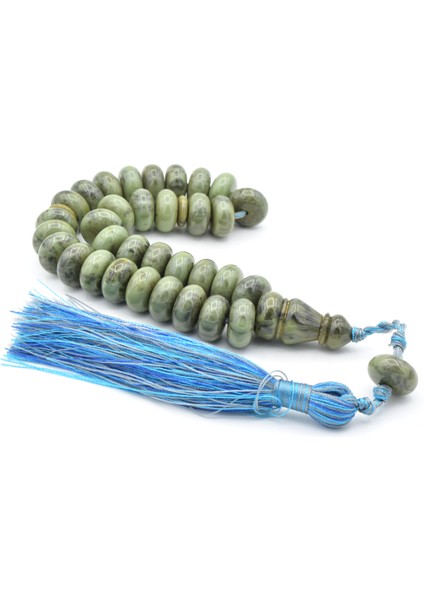 Zeyn Usta Işi Basık Model Gri Mavi Katalin Tesbih 005