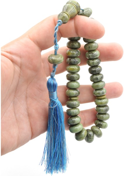 Zeyn Usta Işi Basık Model Gri Mavi Katalin Tesbih 005 fırsatları