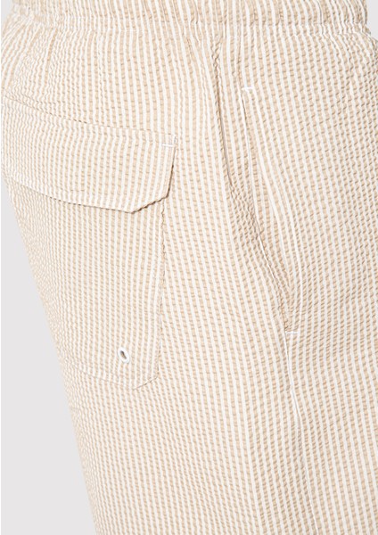 Gofre Kumaş Bej Kısa Deniz Şortu 0910235-70141