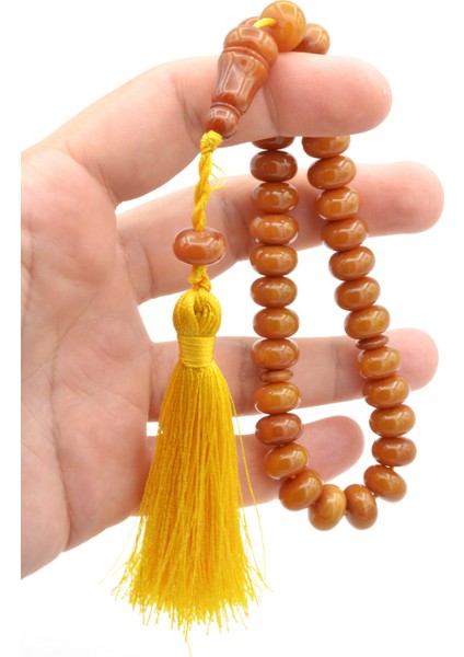 Zeyn Usta Işi Basık Model Hareli Sarı Katalin Tesbih 002 modelleri