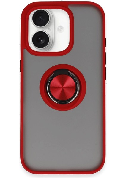 iPhone 16 Kılıf Montreal Yüzüklü Silikon Kapak - KIRMIZI-(5796) - CHT9737-5176