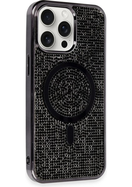 iPhone 15 Pro Kılıf Diamond Magsafe Kapak - SIYAH-(5796) - CHT4943-7209