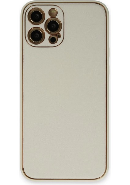 iPhone 12 Pro Max Kılıf Coco Deri Silikon Kapak - BEYAZ-(5796) - CHT1875-1517