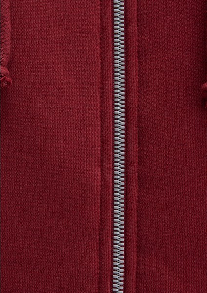 Kapüşonlu Fermuarlı Bordo Sweatshirt 1610221-85493