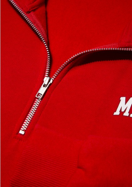 Mavi Logo Baskılı Yarı Fermuarlı Kırmızı Sweatshirt 1S10179-86417