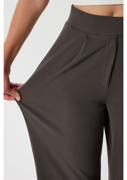Likra Serisi Move Çift Düğmeli Esnek Antrasit Palazzo Pantolon fırsatları