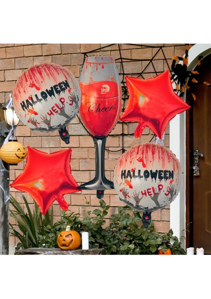 Halloween Cadılar Bayramı Kanlı Kadeh Temalı 5 Li Folyo Balon Seti