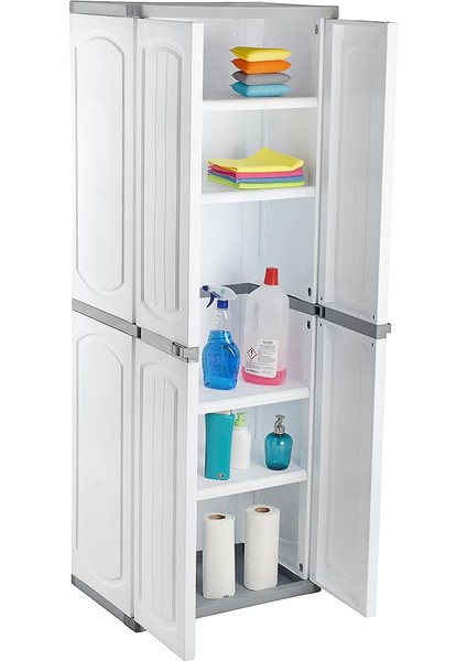 CLK-804 Plastik 4 Kapaklı Çok Amaçlı Banyo Dolabı Demonte Beyaz modelleri