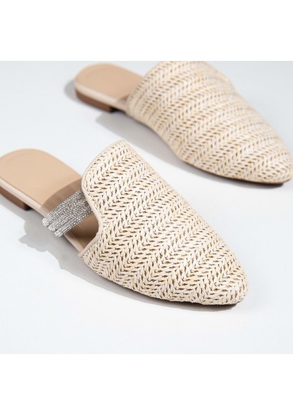 Feles Ince Taban Hasır Detaylı Kadın Terlik