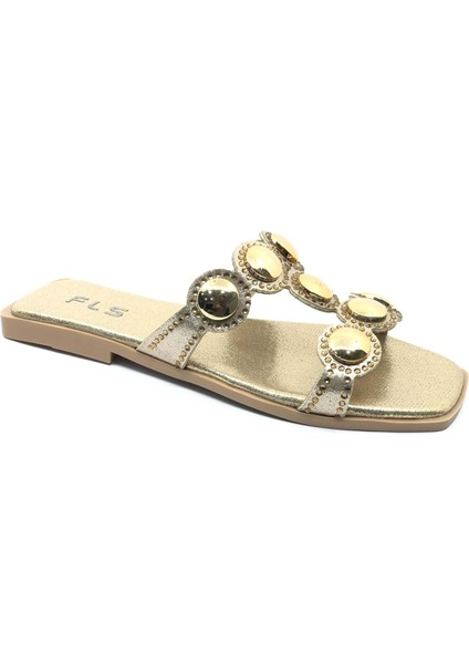 Feles Ince Taban Taş Detaylı Kadın Terlik