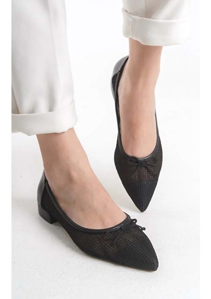 Feles Dantel Fiyonk Detaylı Sivri Burun Kadın Babet Ayakkabı fiyatları