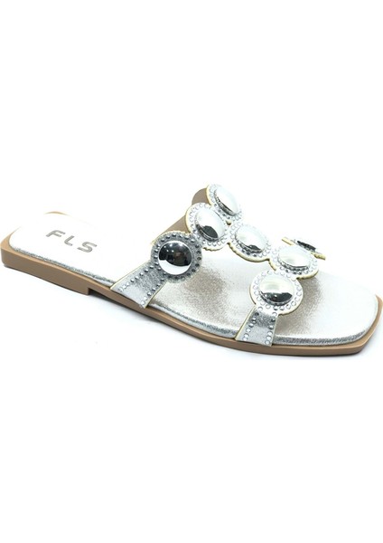 Feles Ince Taban Taş Detaylı Kadın Terlik