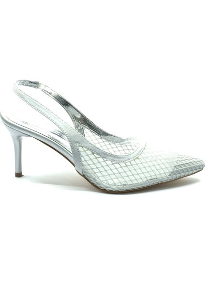 Feles Ince Topuklu Fileli Kadın Ayakkabı