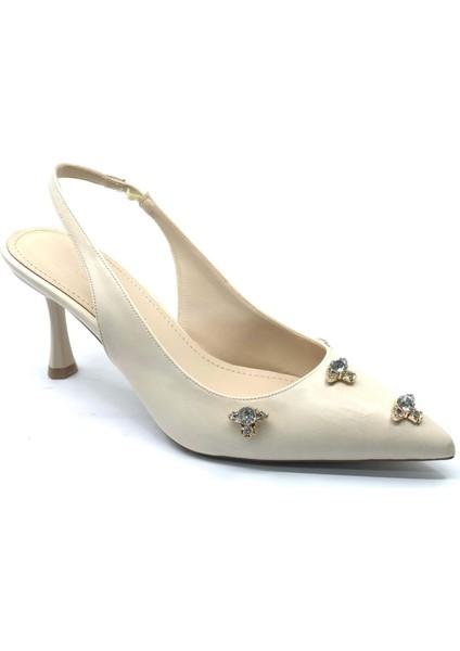 Feles Arkası Açık Taş Detaylı Stiletto Kadın Ayakkabı
