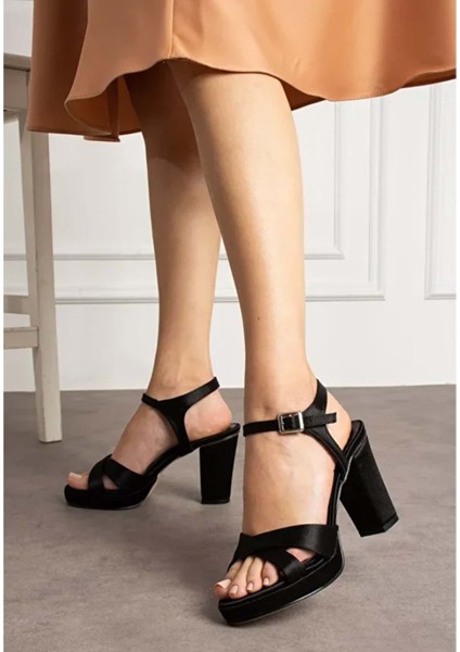Feles Çapraz 10 cm Platform Topuklu Kadın Abiye Ayakkabı