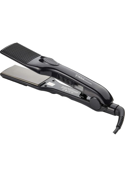 Profesyonel Saç Düzleştirici LCD Isı Göstergesi Geniş Ağızlı Titanyum Seramik TRNDZ041