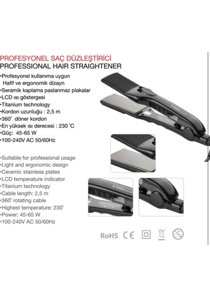 Profesyonel Saç Düzleştirici LCD Isı Göstergesi Geniş Ağızlı Titanyum Seramik TRNDZ041 indirimleri