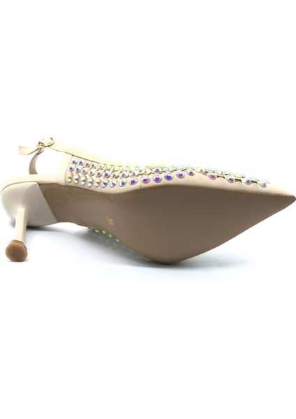 Feles Arkası Açık Zümrüt Taş Detaylı Stiletto Kadın Ayakkabı indirimleri