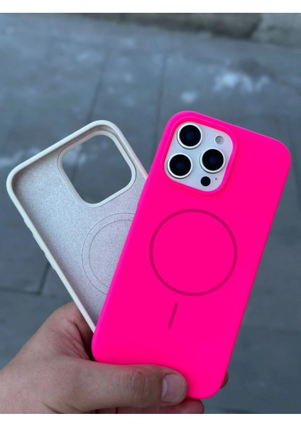 iPhone 16 Pro Kılıf Magsafe Wireless Kablosuz Şarj Pürüssüz Yumuşak Içi Kadife Süet Neon Renkli