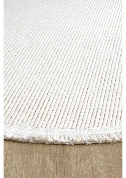 Beyaz Oval Dokuma Halı Salon Oturma Odası Yatak Odası Koridor Yolluk Halısı Beyaz Oval