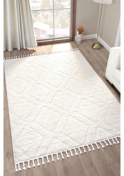 Yüksek Kalite Elite Bukleli Yumuşak Peluş Shaggy Beyaz Çocuk Odası Oturma Odası Salon Mutfak Halı