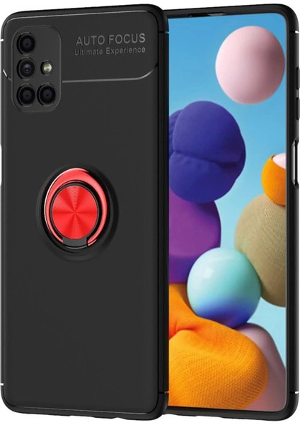 Samsung Galaxy M51 Kılıf Range Yüzüklü Silikon - SIYAH-KIRMIZI-(5796) - CHT7518-3413