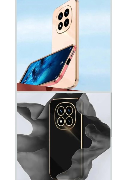 Samsung Galaxy S24 Fe Kılıf Yumuşak Renkli Kenarlar Altın Sarı Yaldızlı + 9h Ekran Koruyucu Kırılmaz modelleri