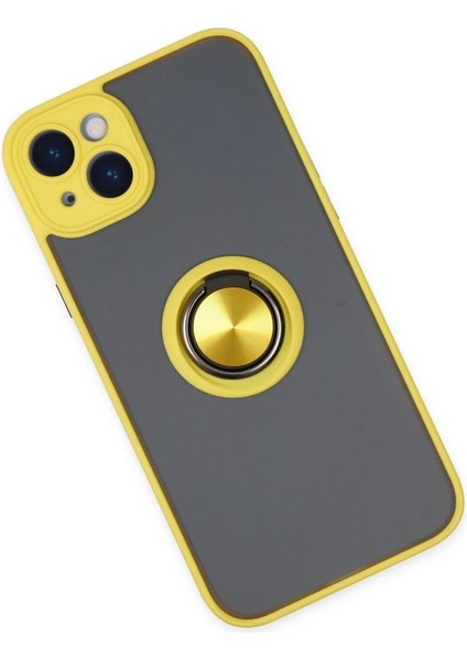 iPhone 14 Kılıf Montreal Yüzüklü Silikon Kapak - SARI-(5796) - CHT6714-1977 modelleri