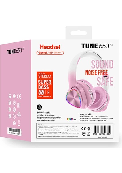 Tune 650 Bt Rgb Kablosuz Kafaüstü Kulaklık - PEMBE-(5796) - CHT9189-9190 fiyatları