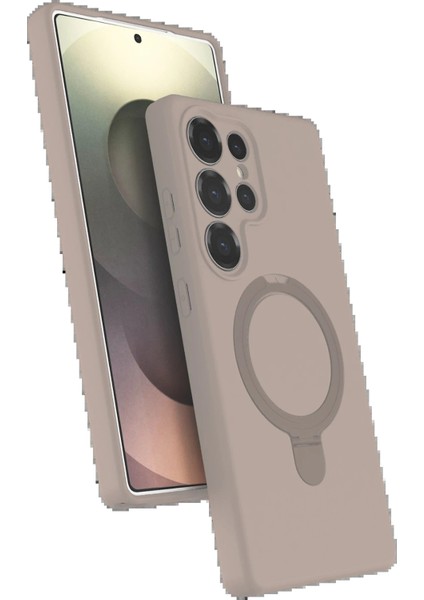 Samsung Galaxy S25 Ultra Regal Magsafe Standlı Kapak - Çöl TITANYUM-(5796) - CHT4884-6880
