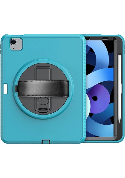 iPad 2022 10.9 (10.nesil) Kılıf Hand Strap Tablet Kılıfı - TURKUAZ-(5796) - CHT4689-6528 modelleri