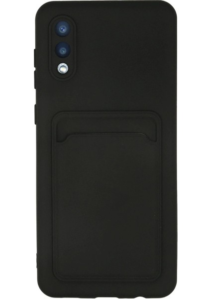 Samsung Galaxy A02 Kılıf Kelvin Kartvizitli Silikon - SIYAH-(5796) - CHT1826-3525