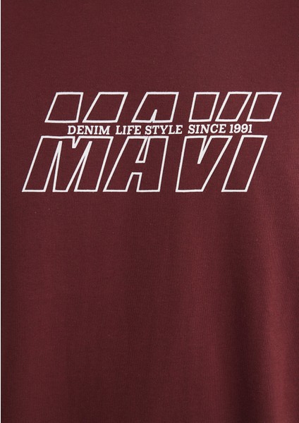Mavi Baskılı Bordo Tişört 0611827-70396