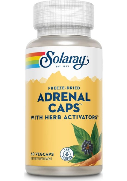 Freeze-Dried Adrenal Caps With Herb Activators Eleuthero Licorice Gotu Kola Clove Syzygium Aromatic Meyan Kökü