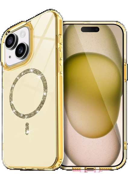 Apple iPhone 14 Live Diamond Magsafe Kapak - SARI-(5796) - CHT7906-1868