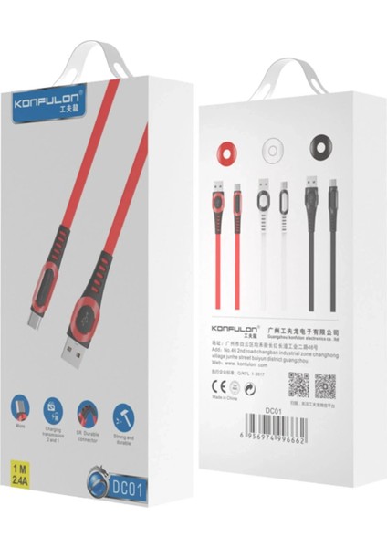 DC01 Süper Hızlı Micro USB Kablo 1m 2.4A - KIRMIZI-(5796) - CHT4601-2036 fiyatları