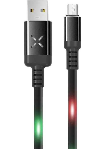 DC09 Ses Duyarlı Işıklı Micro USB Kablo 1m 2A - SIYAH-(5796) - CHT3172-6395