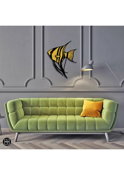 Çizgili Melek Balığı Dekoratif Metal Tablo fırsatları