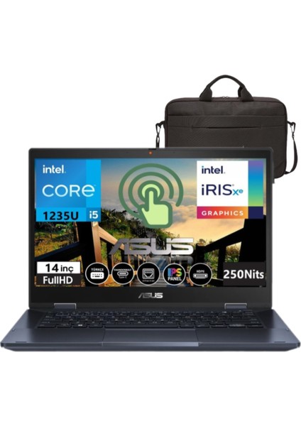 B3402FBA-I58511 Intel Core I5-1235U 24GB 256GB SSD WINDOWS11 14'' Fhd Dokunmatik Taşınabilir Bilgisayar AI58512+ÇANTA