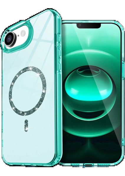 Apple iPhone 16E Live Diamond Magsafe Kapak - YEŞIL-(5796) - CHT3906-7591