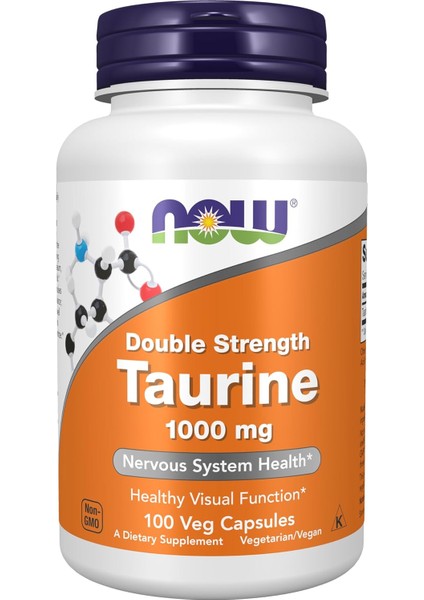 Taurine Premium Double Strength, 1000MG, 100 Vegcaps Nervous Mental System