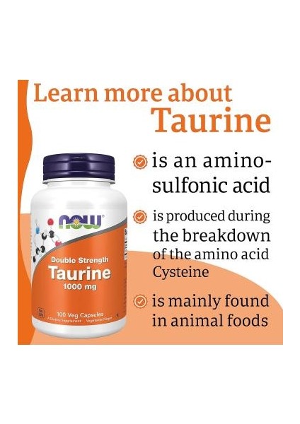Taurine Premium Double Strength, 1000MG, 100 Vegcaps Nervous Mental System fiyatları